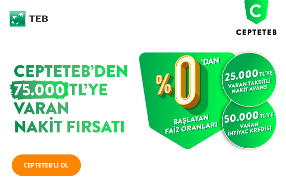 %0'dan Başlayan Oranlarla CEPTETEB’den 75.000 TL Nakit Fırsatı!