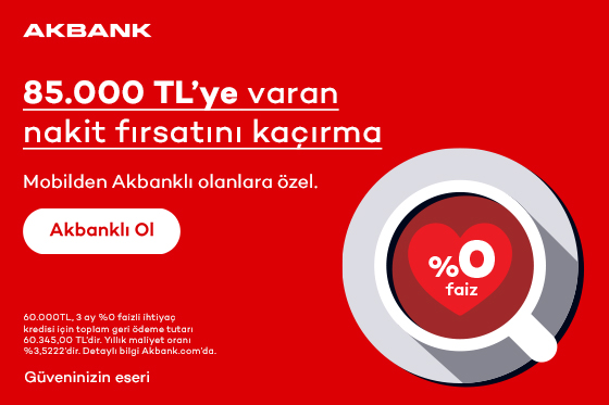 Akbanklı ol, %0 faizli toplam 85.000 TL'ye varan nakit fırsatını kaçırma!